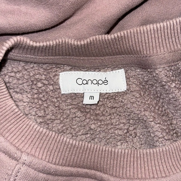 Canapé Anthropologie The Classic Raglan Cropped Sweatshirt Mauve Dusk Fleece M - Picture 4 of 7
